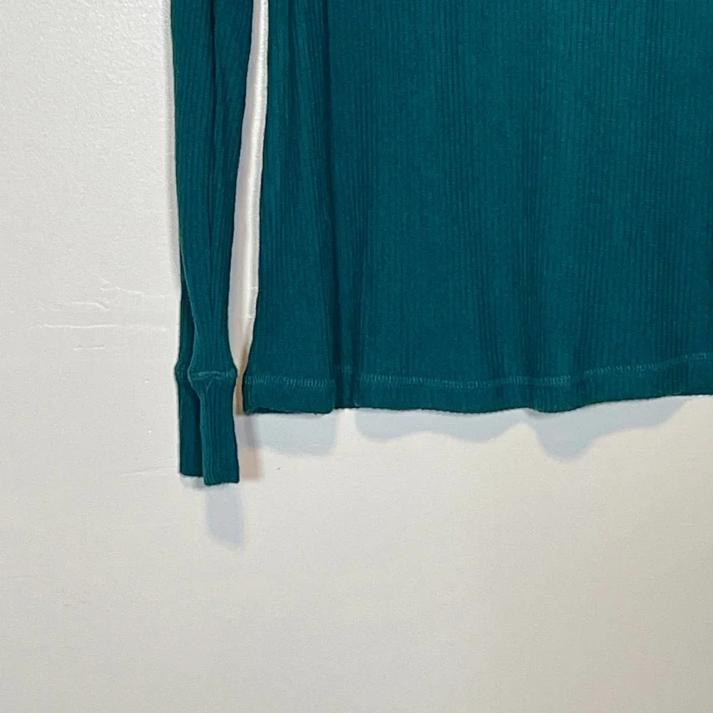 CHARTER CLUB Ribbed Henley Pajama Top teal evergreen, XS - Picture 11 of 12